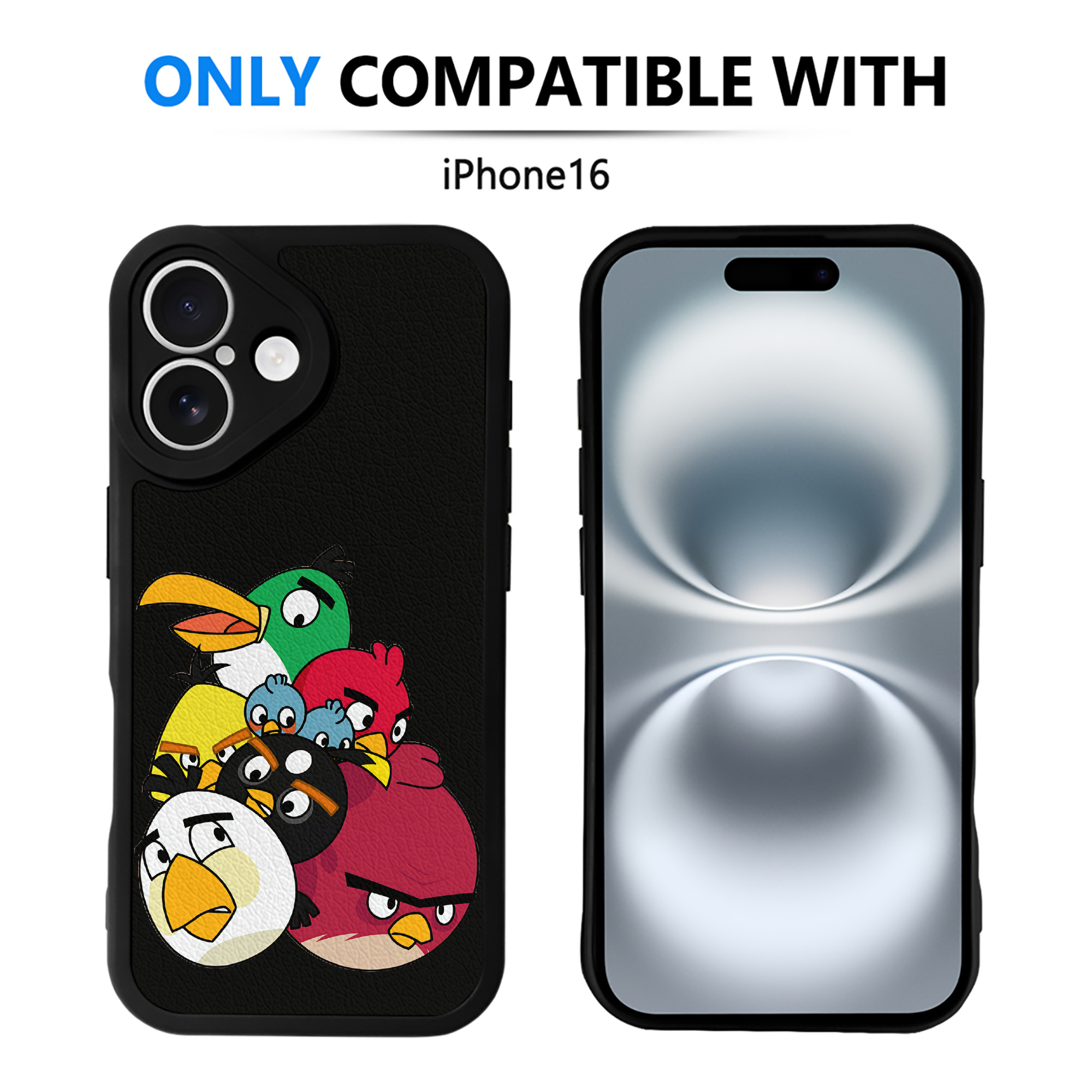 （画像用） Angry Birds アングリーバード 【iPhone 16シリーズ対応】シリコンスマホケース（レザー調） 材質：シリコン